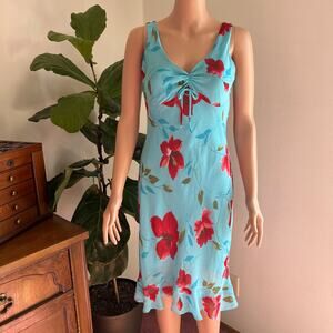 Vintage Alyn Paige Blue Floral High-Low Dress